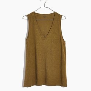 Madewell Whisper Cotton V-Neck Pocket Tank (XS)